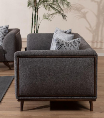 Wohnzimmer Sitzmöbel Stilvoller 3-Sitzer Modernes Holzgestell Edle Couch