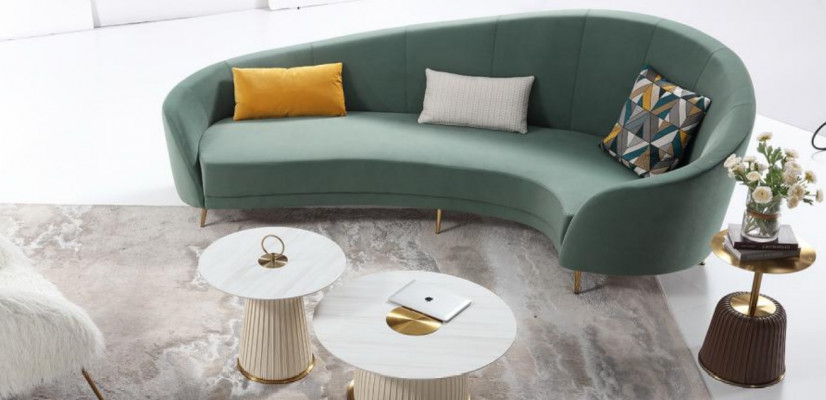 Rund Sofa + Couchtisch Modernes Sofa Wohnzimmer Couchtisch Möbel Komplett Set