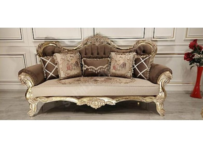 Chesterfield Barock Dreisitzer Couch Sofa Couchen Stoff Gold Möbel