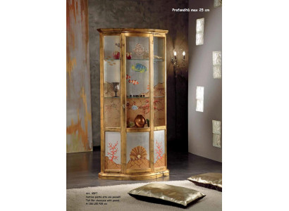 Klassische Vitrine Glas Holz Schrank Vitrine Luxus Möbel Gold Anrichte Italien