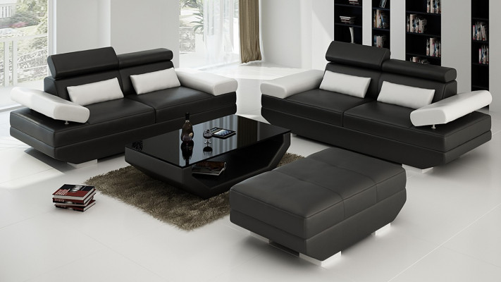 Luxus Möbel Sofagarnitur Couch Sofa Polster 3+3 Sitzer + Hocker Wohnzimmer