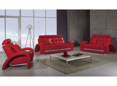 Designer Sofagarnitur 3+1+1 Sitzer Sofa Couch Leder Garnitur Polster Set