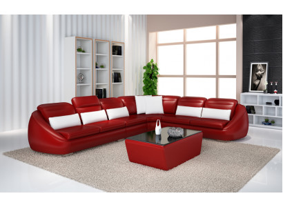 Designer Sofa Couch Ecksofa mit Hocker Wohnlandschaft Garnitur Polster