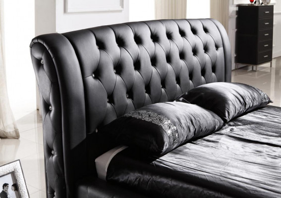 Modernes Hotel Design Bett XXL Betten Luxus Doppel Leder Chesterfield