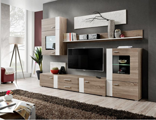 Wohnwand TV Wand Holz Stil Modern Regal Wohnzimmer Möbel Schrank neu