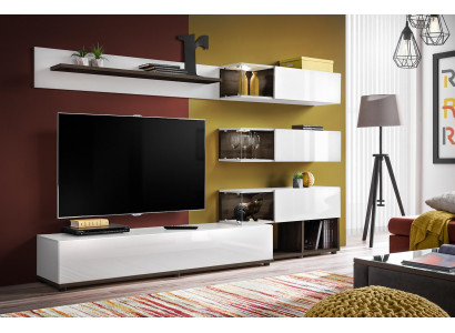 Wohnwand Design Wandregal TV-Ständer Regal Wohnzimmer Holz Einrichtung