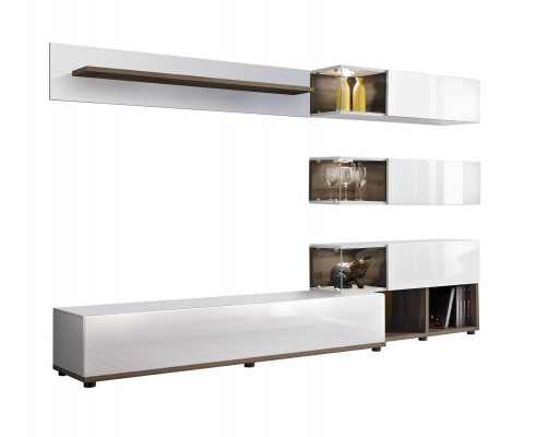 Wohnwand Design Wandregal TV-Ständer Regal Wohnzimmer Holz Einrichtung