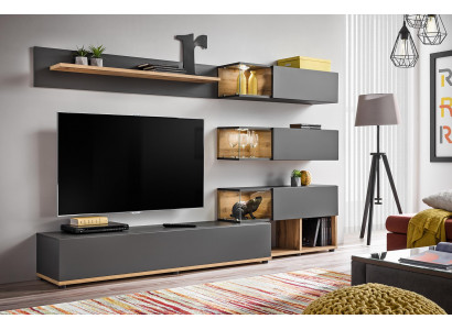 Luxus Wohnwand Wandregal Regal Wohnzimmer TV-Ständer Modern Holz Designer