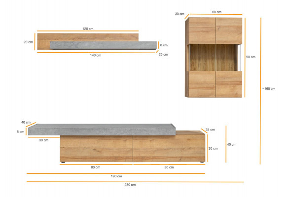 Wohnzimmer Wohnwand Modern Designer TV-Ständer Wandschrank Neu