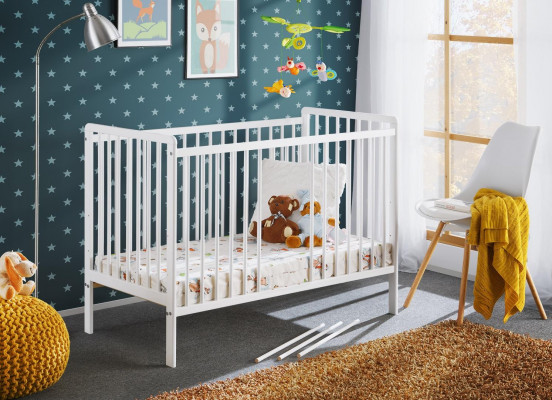 Babybett Schlafzimmer Kinderbett Möbel Kinderzimmer Designer weiß Möbel Neu