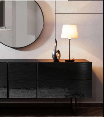 Schwarze Edle Esszimmer Holzmöbel Designer Esstisch Sideboard Stühle