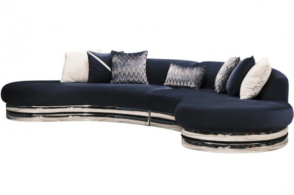 Couch Sofa 5 Sitzer Polstersofa Großes Stoffsofa Blau Moderne Design