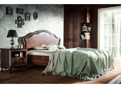 Klassisches Bett Ehebett Doppelbett Lederbett Chippendale Schlafzimmer Verona V