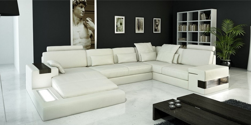 Wohnlandschaft Polster Couch Garnitur Big Sofa Bellini Design Ledersofa mit USB