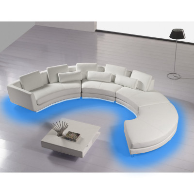 Rundsofa mit USB Runde Couch Wohnlandschaft Ecksofa Sofa Eck Polster Garnitur