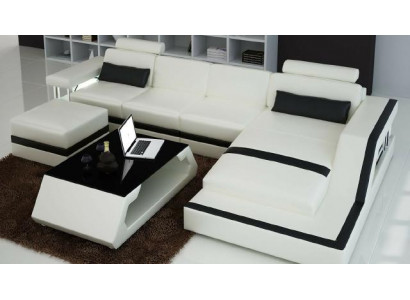 Designer Wohnlandschaft Big Modernes Ledersofa mit USB HAMBURG III Ecksofa Sofa