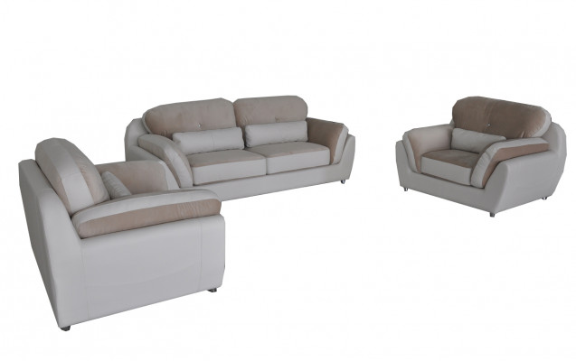 Leder Textil Sofa Polster Sitz Set Garnitur Design Sofagarnitur 3+1+1 Sessel