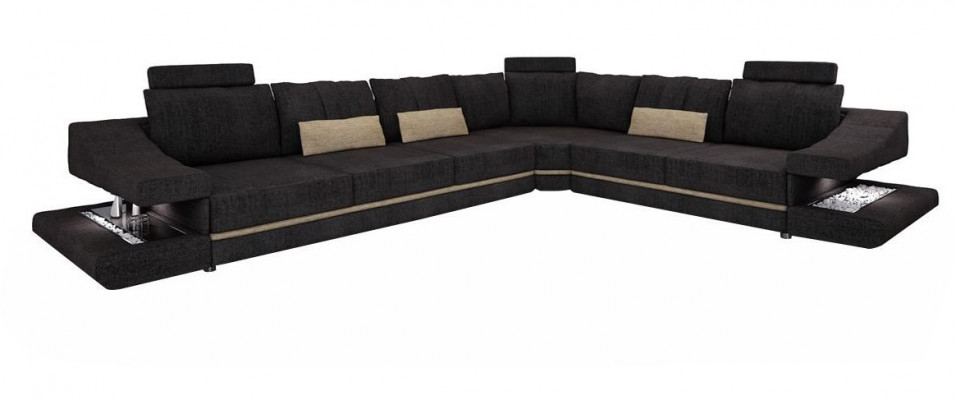 Wohnzimmer Textil Schwarz Sofa Sofas L-FormSitz Farbe Ecksofa Couch Polstermöbel