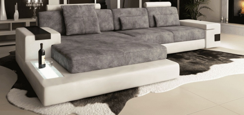 Ecksofa Wohnzimmer L-Form Polster Sofa LederDesign NEU Modern