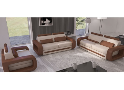 Sofagarnitur Sofa Couch Polster Leder Couchen Sofas 3+2+1 Set Davos Garnitur Neu