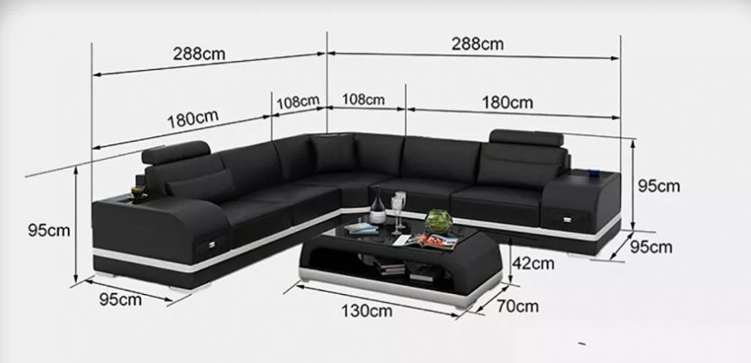 Design Ledergarnitur Couchen Eckcouch Sofa Polster Sofas Ledercouch Wohnzimmer