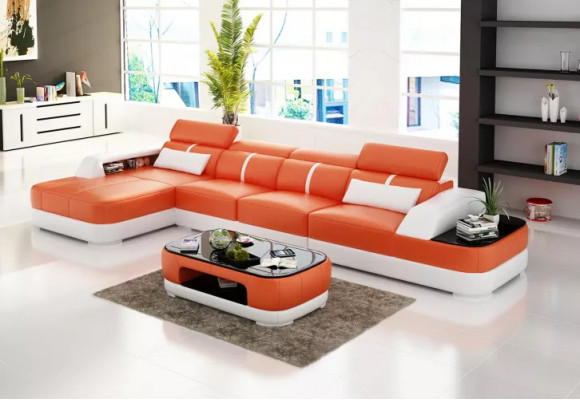 Design Ledergarnitur Wohnzimmer Eckcouch Ledercouch Sofa Polster Couchen Sofas