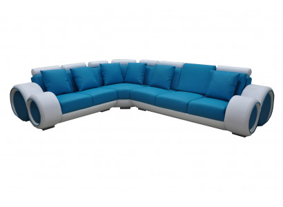 Design Leder Polster XXL Sitz Zimmer Eck Wohn Sofa + USB Designer Garnitur Sofas