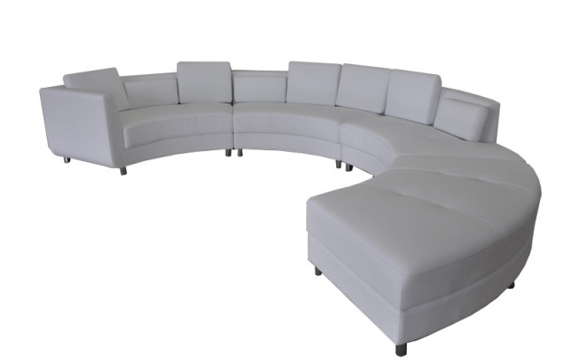 Ledersofa USB Runde Couch Wohnlandschaft Garnitur Design Modern Rund Sofa Neu