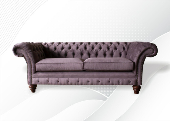 Chesterfield Couch Polster Klassischer Leder Textil 3 Sitzer Sofa Dreisitzer