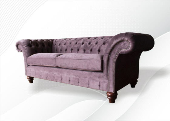 Chesterfield Couch Polster Klassischer Leder Textil 3 Sitzer Sofa Dreisitzer