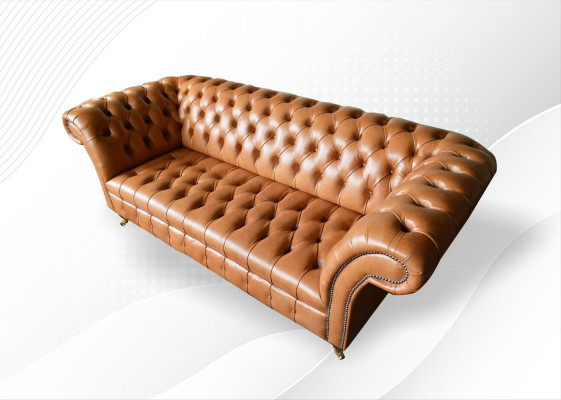 Chesterfield Design Luxus Polster Sofa Couch Sitz Textil Garnitur Leder