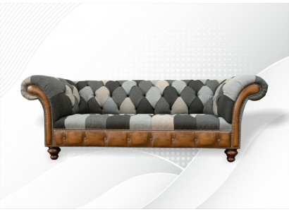 Chesterfield Mehrfarbig 3 Sitzer Sofa Dreisitzer Design Couchen Polster Textil