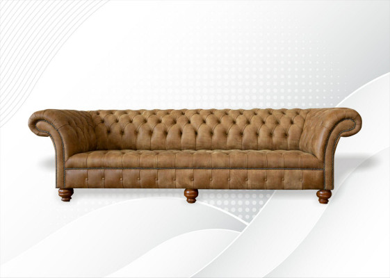 Chesterfield 4 Sitzer Hellbraun Modern Design Couchen Leder Sofa Kreative Möbel