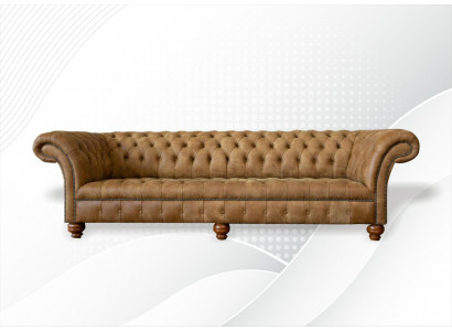 Chesterfield 4 Sitzer Hellbraun Modern Design Couchen Leder Sofa Kreative Möbel