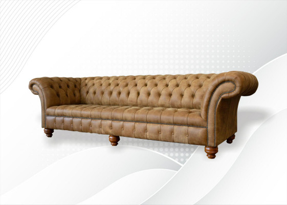 Chesterfield 4 Sitzer Hellbraun Modern Design Couchen Leder Sofa Kreative Möbel