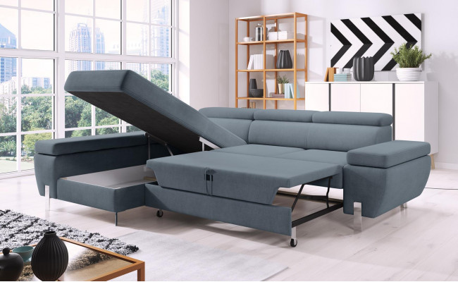 Schlafsofa Design Ecksofa L-form Bettfunktion Couch Textil Sofas Stoff Schlaf