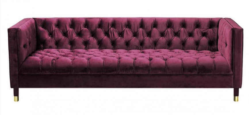 Burgund Dreisitzer Stoff Wohnzimmer Design Couchen Polster Sofa Chesterfield Neu