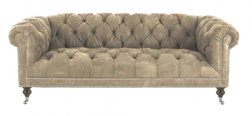 Braun Dreisitzer Chesterfield Modern Design Leder Sofa Design Möbel Samt Stoff