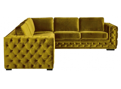 Chesterfield Samt Ecksofa Sofa Couch Polster Eckgarnitur Wohnzimmer Couchen Gelb