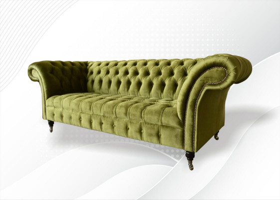 Chesterfield Grüne Dreisitzer Wohnzimmer Design Couchen Polster Sofa Textil Neu