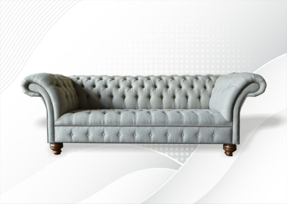 Chesterfield 3Sitzer Wohnzimmer Modern Hellgrau Couchen Sofa Neu Kreative Stoff