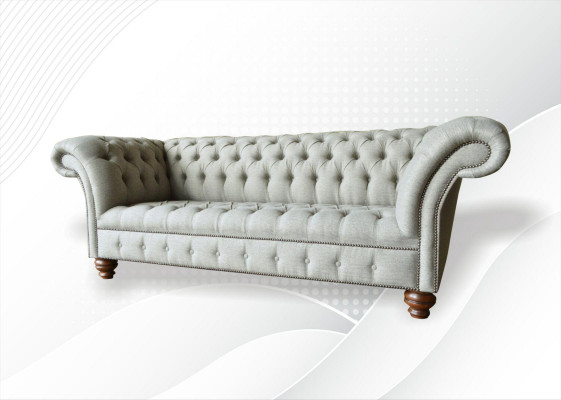 Chesterfield 3Sitzer Wohnzimmer Modern Hellgrau Couchen Sofa Neu Kreative Stoff