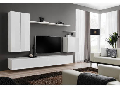 Weiß Wohnwand Design Luxus Wohnzimmermöbel Wandschrank Neu TV Ständer