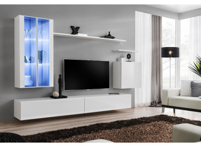 Wohnwand 7tlg 2x Hänge Schrank Design Möbel Wohnzimmer Stil Modern TV-Ständer