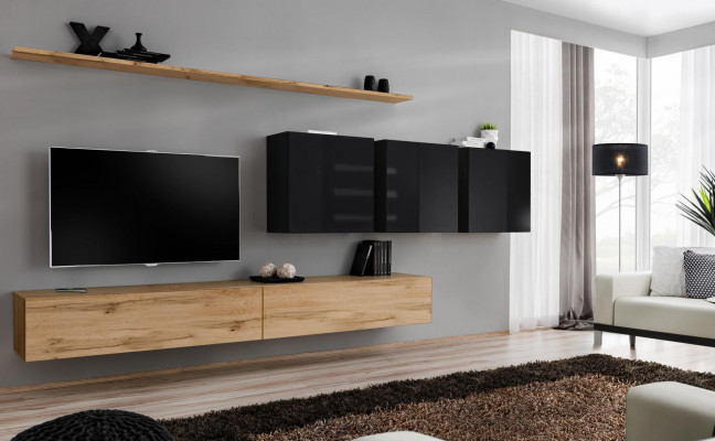 Design Wohnwand Braun Sideboard TV-Ständer Wandschrank Wohnzimmermöbel Komplett