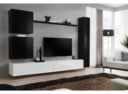 Schwarz Wohnwand Designer Wandschrank TV-Ständer Wohnzimmermöbel Modern Neu