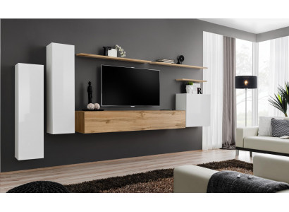 Designer Wohnwand Wandregal Set 7tlg Luxus Modern Wohnzimmermöbel