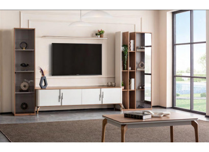 Wohnzimmer Wohnwand TV-Ständer Regal Luxus Design Set 4 tlg Modern Möbel Neu