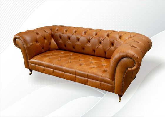 Chesterfield 3 Sitzer Couchen Nussbraun Modern Design Leder Sofa Kreative Möbel