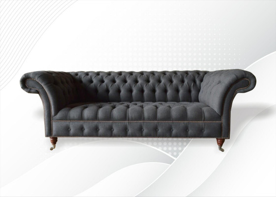 Chesterfield 3 Sitz Textil Dunkelgrau Modern Design Couchen Sofa Möbel Designer